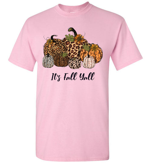 It's Fall Ya'll Leopard Pumpkin Graphic Tee Shirt Top