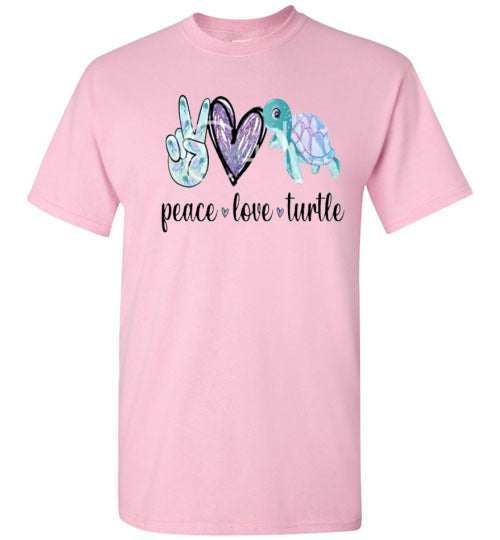 Peace Love Turtle Graphic Tee Shirt Top