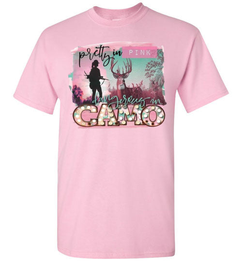Pretty In Pink Dangerous In Camo Tee Shirt Top T-Shirt
