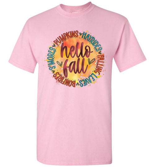 Hello Fall Autumn Graphic Tee Shirt Top