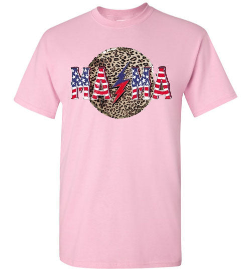 Mama Leopard Patriotic Tee Shirt Graphic Top 32801