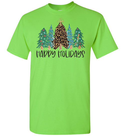 Happy Holidays Christmas Tree Tee Shirt Top T-Shirt