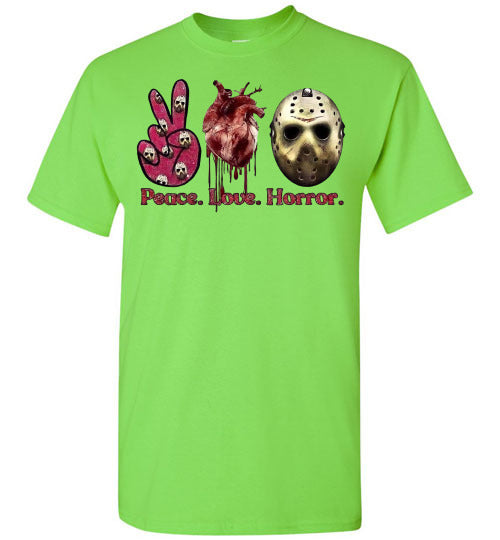 Peace Love Horror Halloween Tee Shirt Top T-Shirt