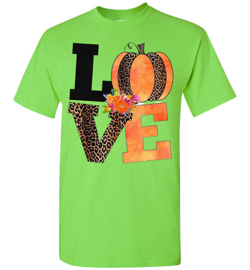Love Leopard Pumpkin Fall Tee Shirt T-Shirt