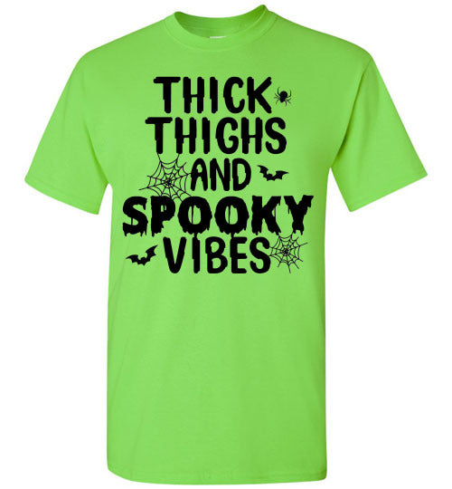 Thick Thighs and Spooky Vibes Halloween Graphic Tee Shirt Top
