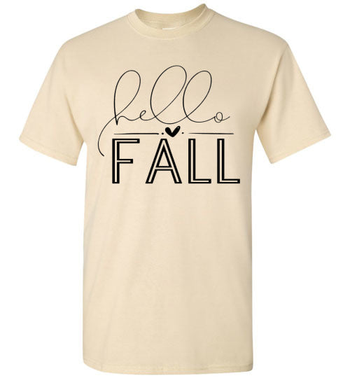 Hello Fall Autumn Graphic Tee Shirt Top