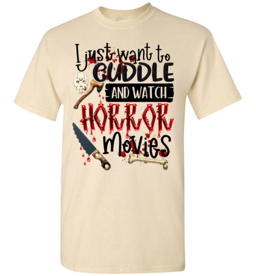 Cuddle and Watch Horror Movies Graphic Tee Shirt Top