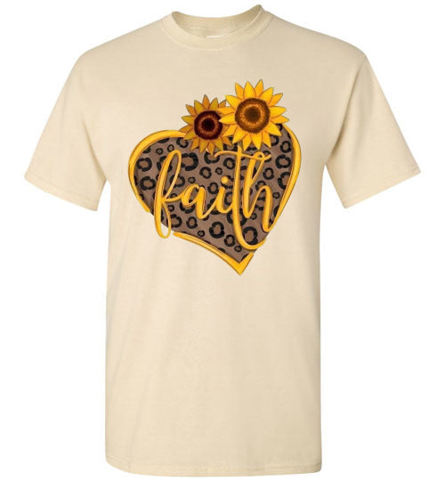 Sunflower Heart Leopard Christian Faith Tee Shirt Top T-Shirt