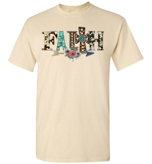 Faith Cross Leopard Christian Tee Shirt Top T-Shirt