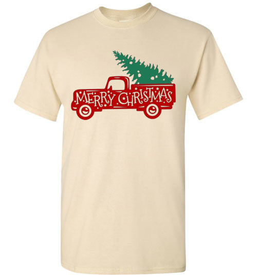 Merry Christmas Tree Old Rustic Farm Tee Shirt Top T-Shirt