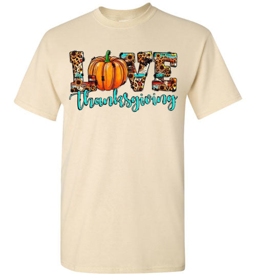 Love Thanksgiving Fall Pumpkin Leopard Tee Shirt Top T-Shirt