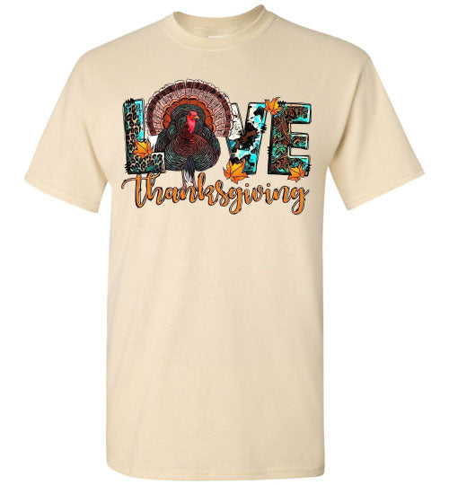 Love Thanksgiving Fall Turkey Floral Tee Shirt Top T-Shirt