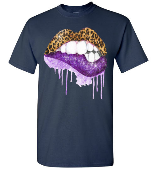 Purple leopard lips t-shirt graphic top