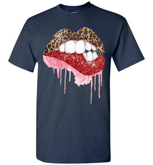 Red leopard lips tee shirt graphic top