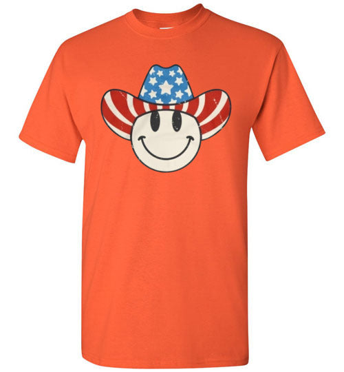 Cowboy Hat Patriotic Tee Shirt Graphic Top 32632