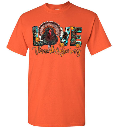 Love Thanksgiving Fall Turkey Floral Tee Shirt Top T-Shirt