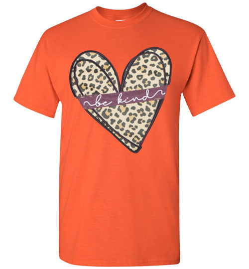 Be Kind Leopard Heart Tee Shirt Top T-Shirt