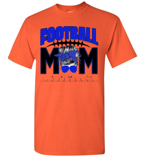 Football Mom Messy Bun Sports Graphic Tee Shirt Top