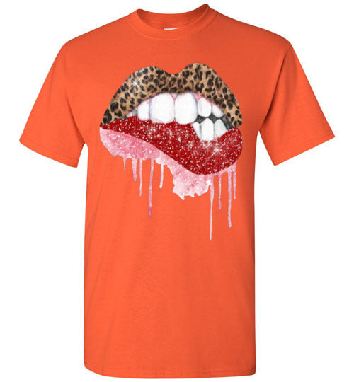 Red leopard lips tee shirt graphic top