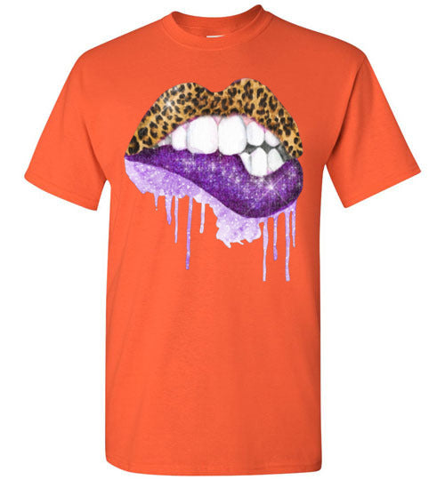Purple leopard lips t-shirt graphic top