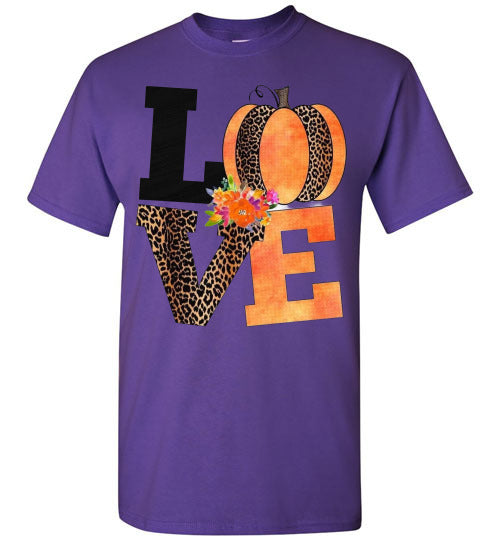 Love Leopard Pumpkin Fall Tee Shirt T-Shirt