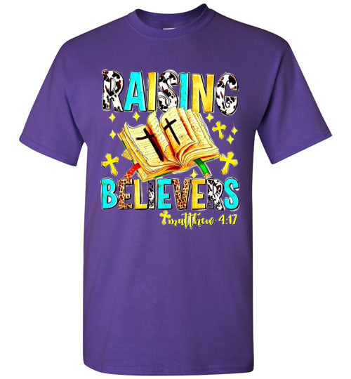 Raising Believers Christian Faith Cross Bible Tee Shirt Top Shirt T-Shirt