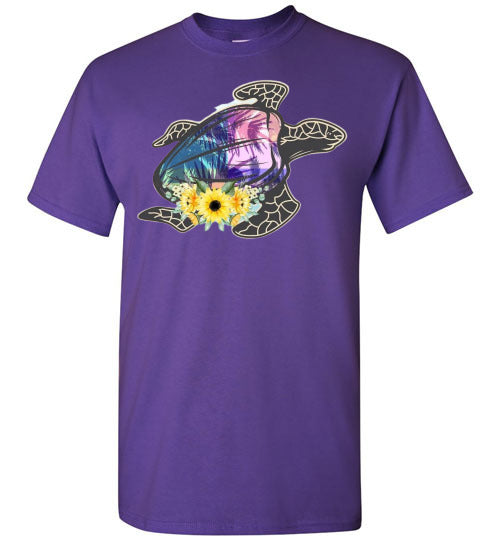 Sea Turtle With Flowers Graphic Tee Shirt Top