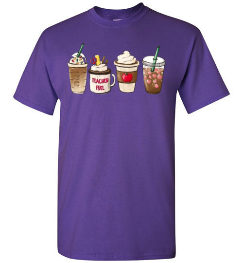 Teacher Fuel Starbucks Coffee Frappe Latte Graphic Tee Shirt Fall Top