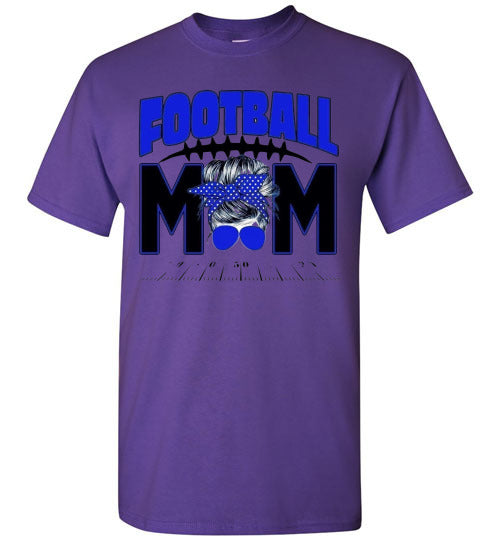 Football Mom Messy Bun Sports Graphic Tee Shirt Top