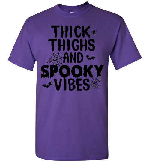 Thick Thighs and Spooky Vibes Halloween Graphic Tee Shirt Top