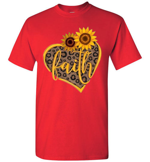 Sunflower Heart Leopard Christian Faith Tee Shirt Top T-Shirt