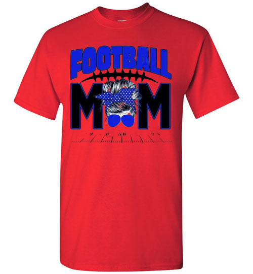 Football Mom Messy Bun Sports Graphic Tee Shirt Top