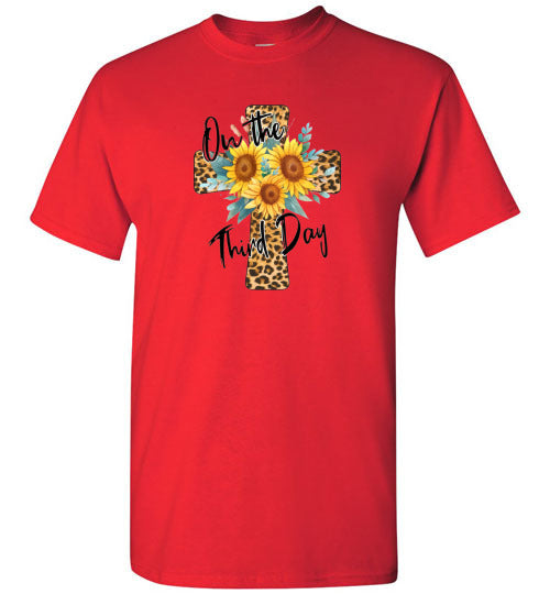 Leopard Cross Sunflower Graphic Tee Shirt Top
