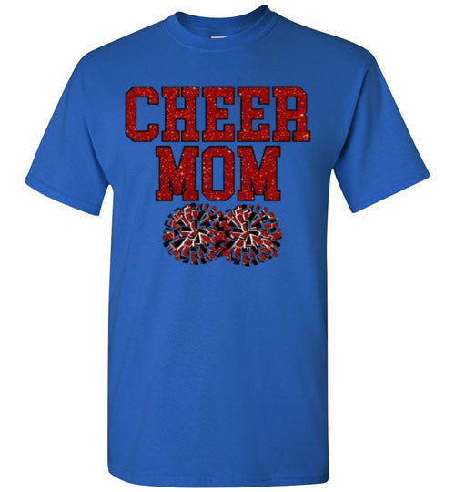Cheer Mom Sports Football Baseball Basketball Soccer Ball Grpahic Tee Shirt Top