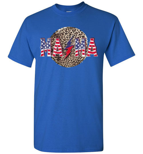 Mama Leopard Patriotic Tee Shirt Graphic Top 32801