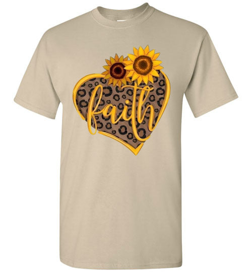 Sunflower Heart Leopard Christian Faith Tee Shirt Top T-Shirt