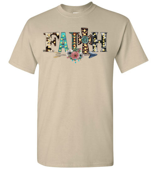 Faith Cross Leopard Christian Tee Shirt Top T-Shirt