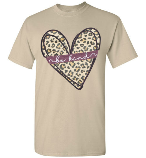 Be Kind Leopard Heart Tee Shirt Top T-Shirt