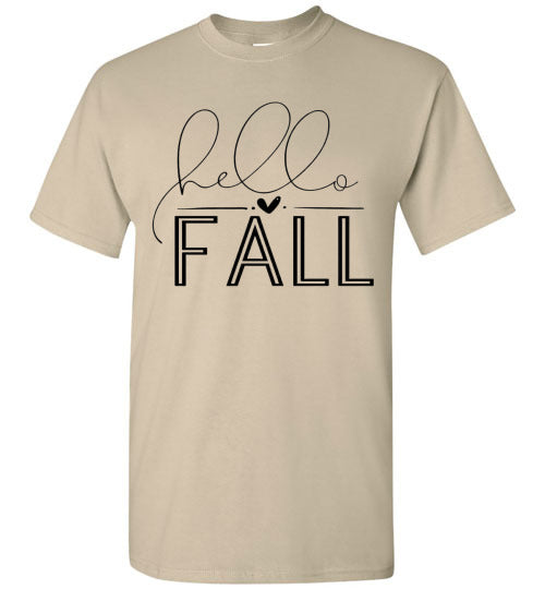 Hello Fall Autumn Graphic Tee Shirt Top