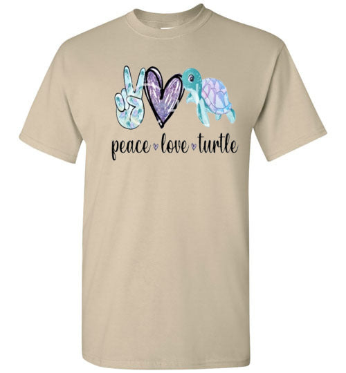 Peace Love Turtle Graphic Tee Shirt Top