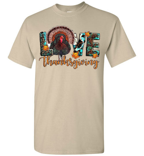 Love Thanksgiving Fall Turkey Floral Tee Shirt Top T-Shirt