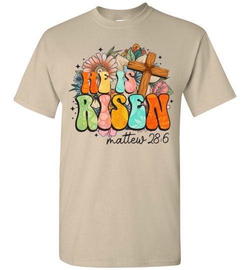 He Is Risen Christian Cross Faith Tee Shirt Top Shirt