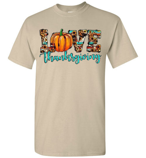 Love Thanksgiving Fall Pumpkin Leopard Tee Shirt Top T-Shirt