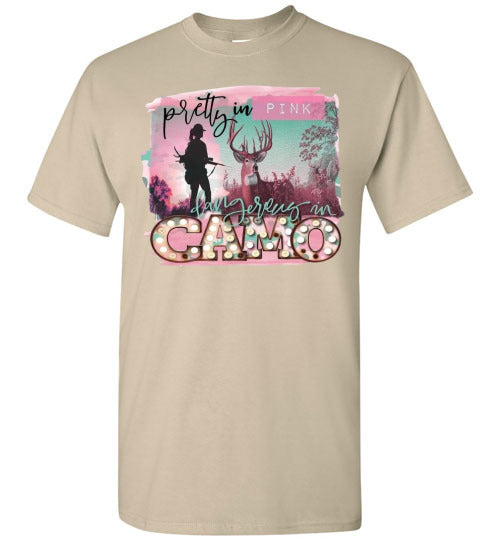 Pretty In Pink Dangerous In Camo Tee Shirt Top T-Shirt
