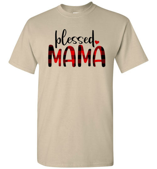 Blessed Mama Plaid Buffalo Check Lumberjack Tee Shirt Top T-Shirt