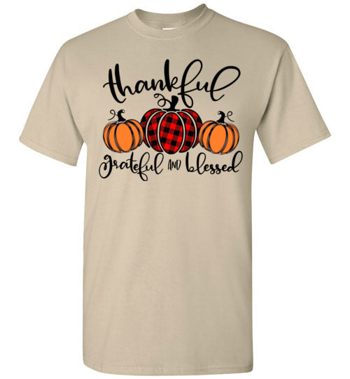 Thankful Grateful Blessed Pumpkins Shirt Top Graphic T-Shirt