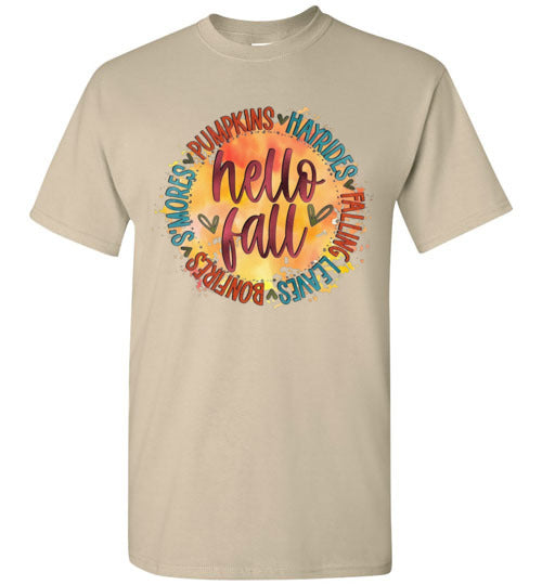 Hello Fall Autumn Graphic Tee Shirt Top