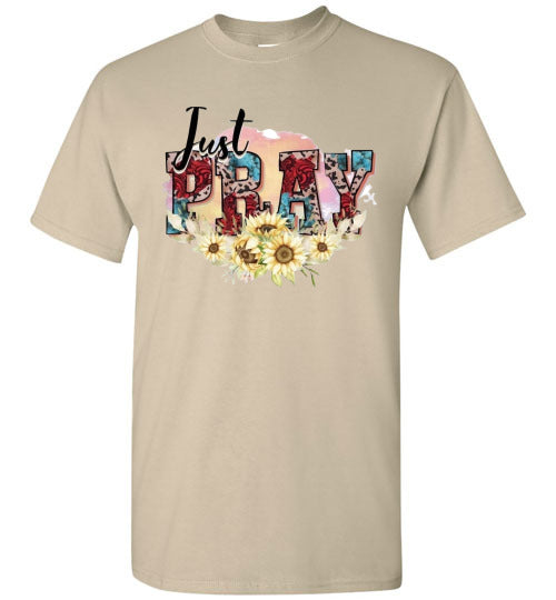 Just Pray Spiritual Christian Graphic Tee Shirt Top