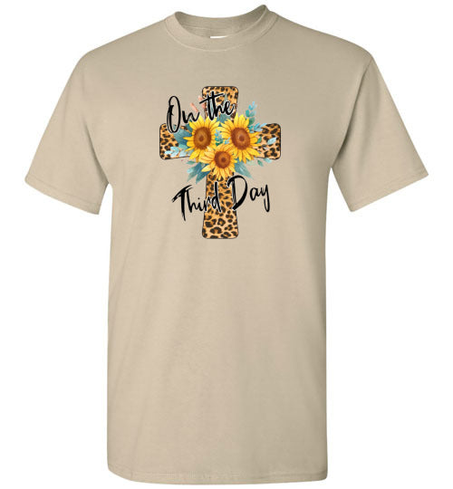 Leopard Cross Sunflower Graphic Tee Shirt Top