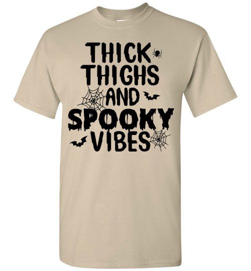 Thick Thighs and Spooky Vibes Halloween Graphic Tee Shirt Top